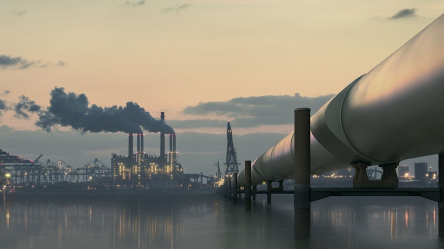A large factory pipe releasing smoke into the air.
