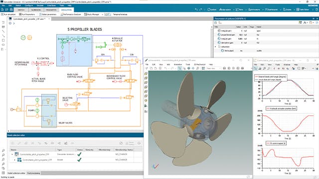 Marine engine subsystems visuals from the Simcenter Amesim software.