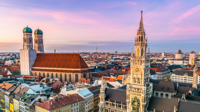 A skyline view of Munich, Germany.