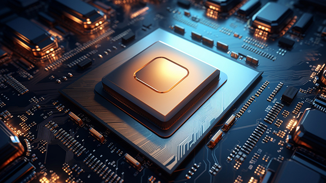 Close-up view of an IC package.