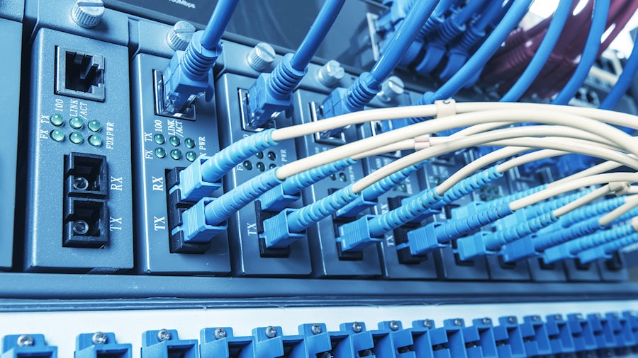 Image of Datacenter servers with external cable connections