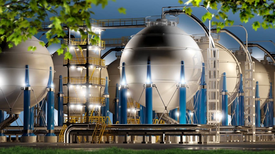 Vibrant photo of tanks for hydrogen storage.