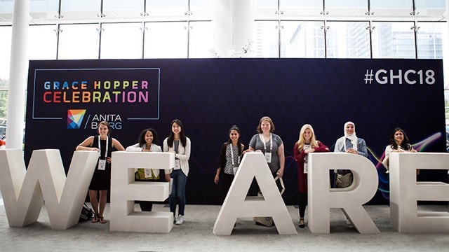Siemens women attending Grace Hopper event 2018