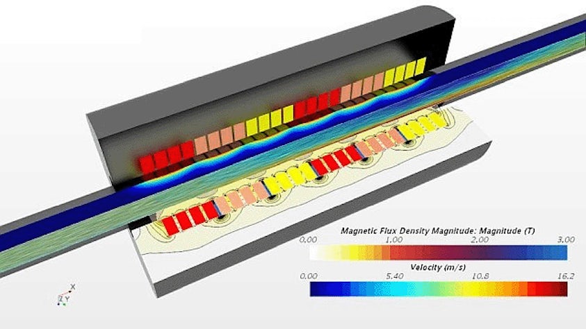 Captura de pantalla de simulaciones electromagnéticas de baja frecuencia de Simcenter.