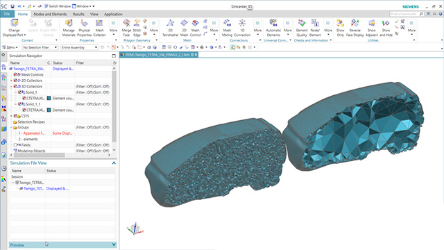 Una vista dal software di modellazione 3D Simcenter.