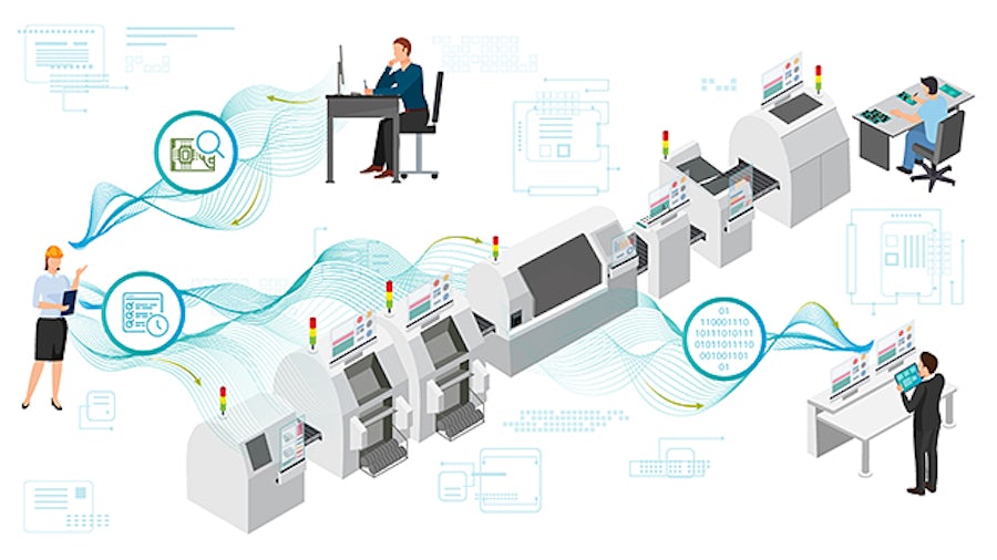 Man holding a tablet looking over manufacturing process metrics and systems process flow information. 