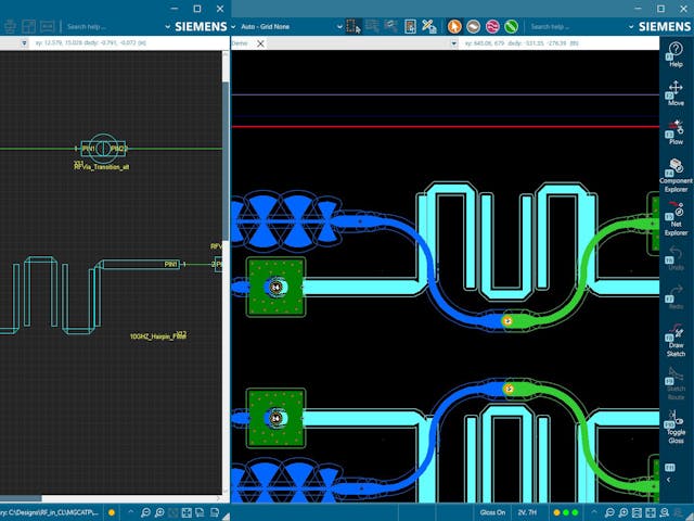 An image showing RF PCB design in Xpedition.