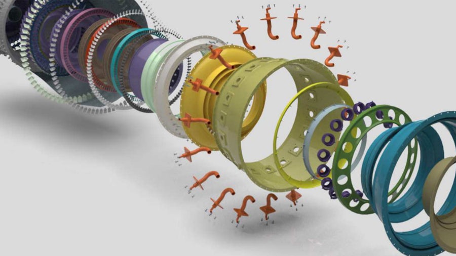 An extended assembly of a watch in NX CAD