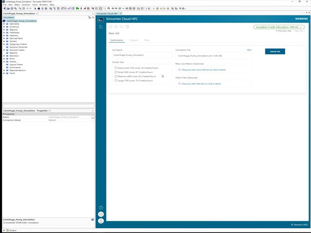 Zrzut ekranu pulpitu z rozwiązania Simcenter Cloud HPC.