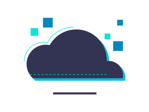 An illustration of a cloud with data floating around it to represent PLM on the cloud.