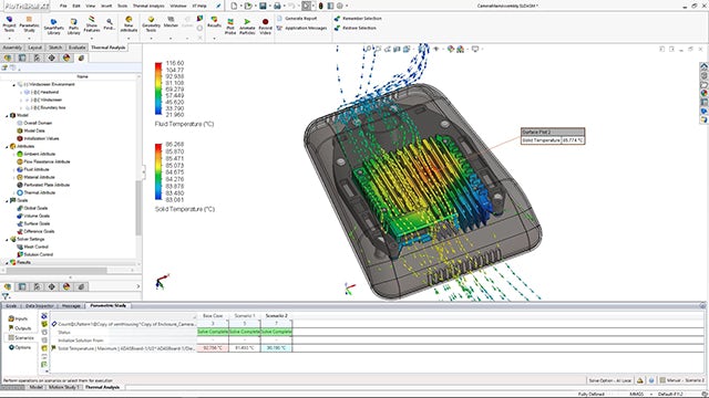 Simcenter Flotherm XT electronics cooling software online trial – Vehicle ADAS camera: PCB thermal analysis to enclosure