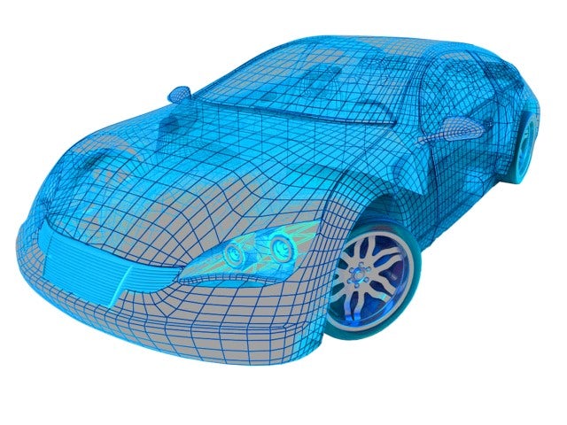Wireframe image of a car.