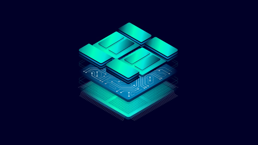 Blue green layered 3D chip