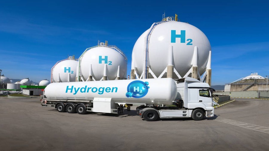 Hydrogen truck at the facility ready to deliver clean energy