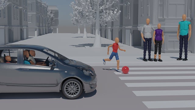 Scene showing Simcenter Madymo crash test dummy family