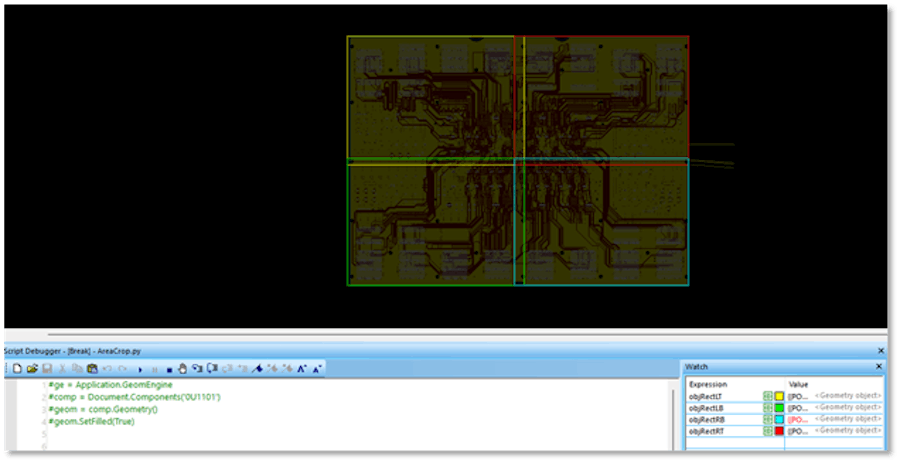 Image of the design broken into four areas.