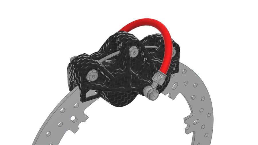 Designing, simulating and optimizing a static test setup for carbon fiber brake calipers 66 percent faster with reduced costs