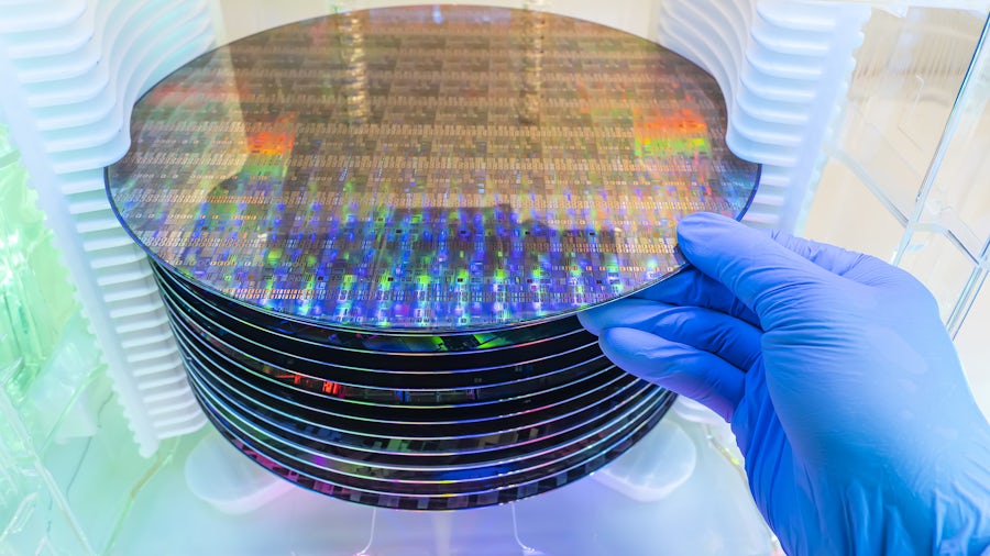 Silicon wafers in a stack