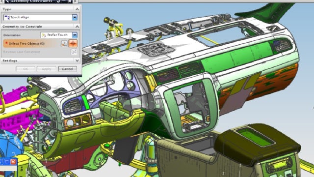 Screenshot of a machine design in NX.