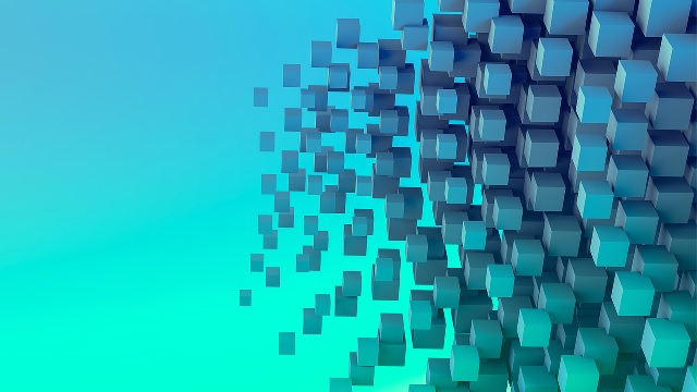 A graphic of several blue cubes against a lighter blue background