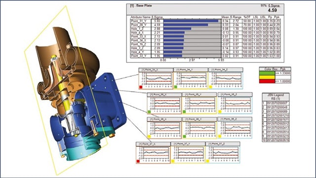 Image of production analysis using Tecnomatix Dimensional Planning and Validation software.
