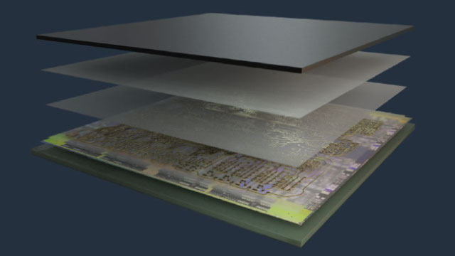 Image of chip layers. Performance monitoring with Tessent Embedded Analytics.