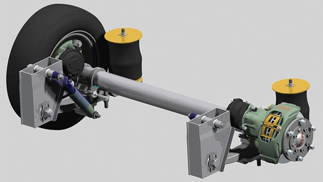 The model of an axle assembly with brakes illustrates Knott’s expertise.