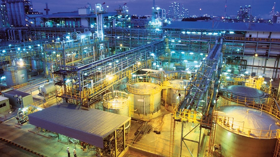 Chemical plant at night