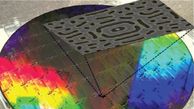 Screenshot of a Calibre nmCLOPC giving model-based corrections on a semiconductor wafer