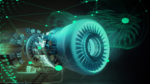 Ensemble, les composants modernes et futuristes des moteurs d'avion illustrent la transformation numérique et l'innovation dans la fabrication aéronautique