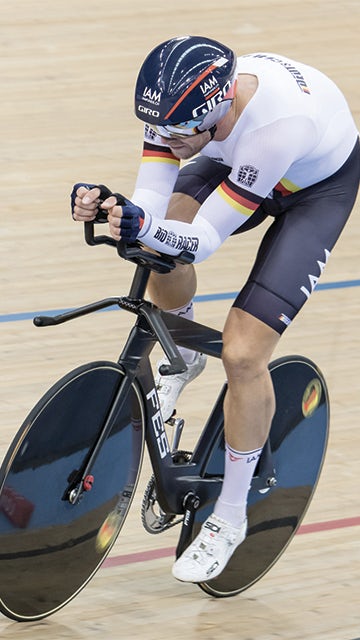 The B10-5 in action during the track world championships 2016 in London. Roger Kluge won the silver medal in the omnium race. Copyright: FES.