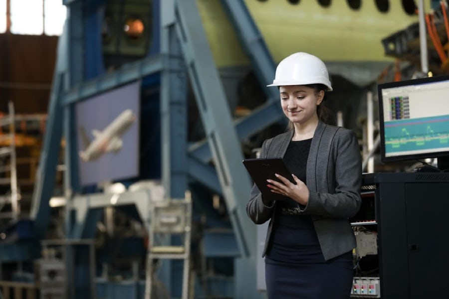 Worker looking at a tablet