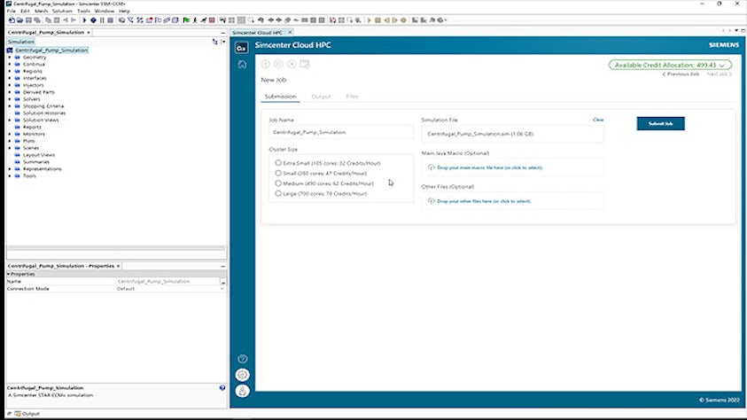 Captura de pantalla del escritorio de Simcenter Cloud HPC.