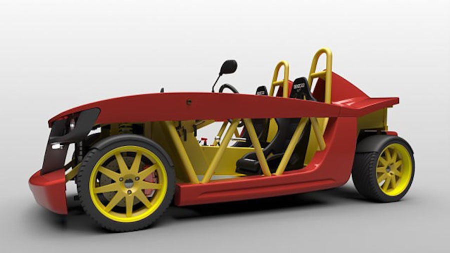 Image of a specialist lightweight sports car concept created using integrated generative design tools and technology in Siemens NX CAD software