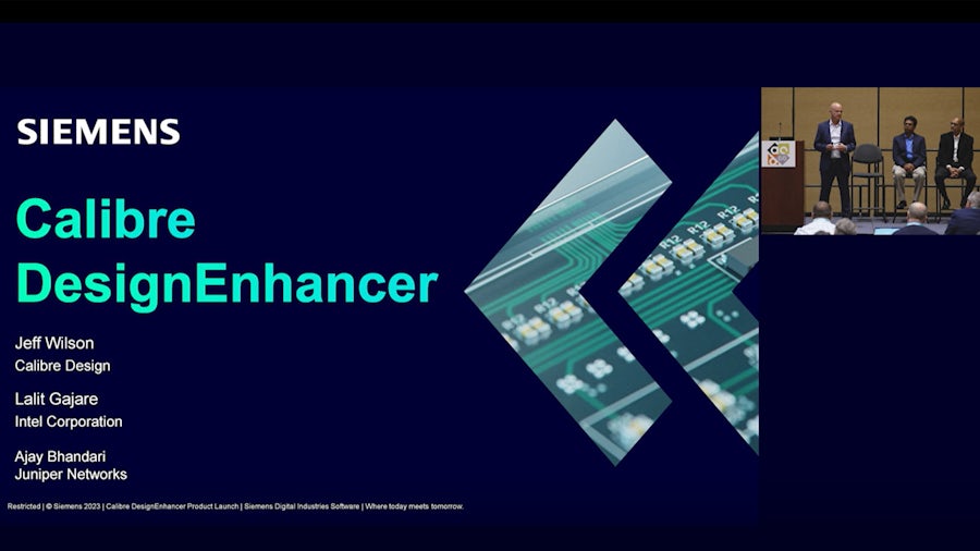 Screenshot of title slide: Calibre DesignEnhancer