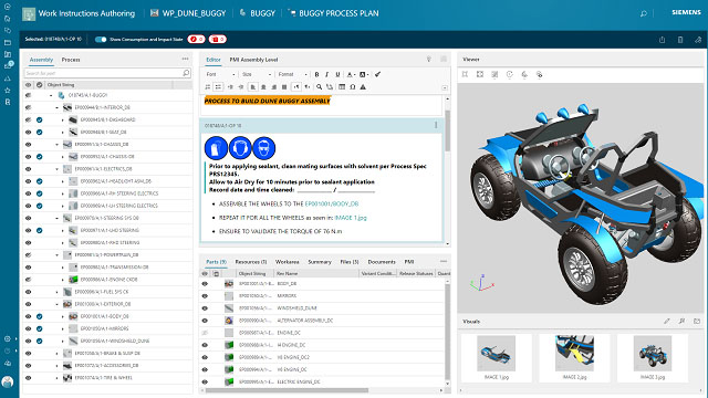 Snímek obrazovky řešení Teamcenter Easy Plan zobrazující terénní vozidlo.
