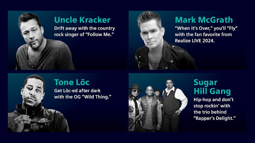 Come to Realize LIVE Americas to see Uncle Kracker, Mark McGrath, Tone Loc, and Sugar Hill Gang. 