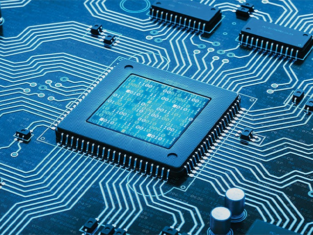 A processing chip connected to a circut board