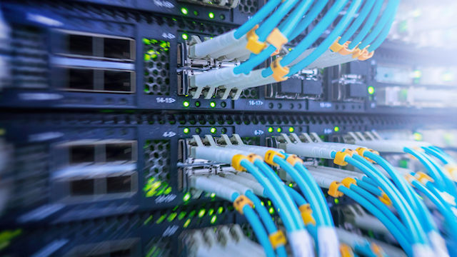 Multiple ethernet connectors in a computer backplane.