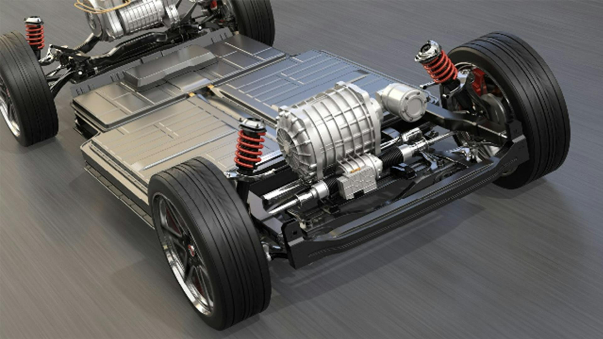 3D rendered image of an e-powertrain developed for vehicle electrification.