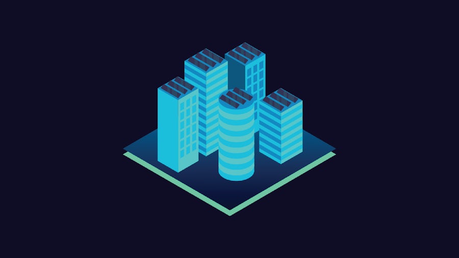 Buildings on a grid to emphasize construction with Siemens Integrated Design and Configuration