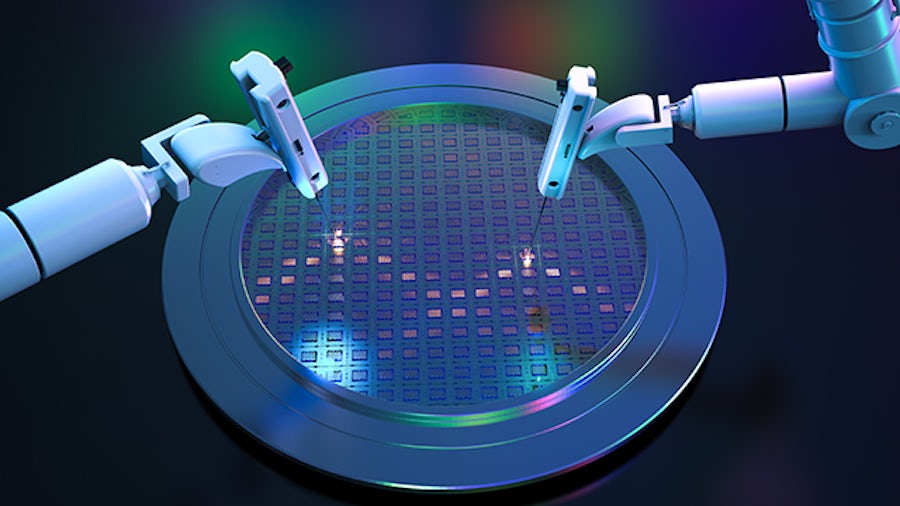 silicon wafer with robotic arms