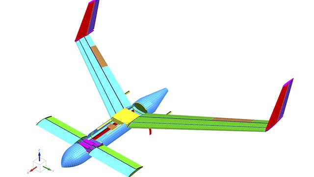 Wizualizacja samolotu z oprogramowania Simcenter Maintenance Aware Design Ecosystem (MADE).