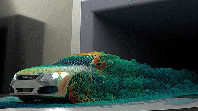 Fluids & thermal simulation on a car, through Simcenter.