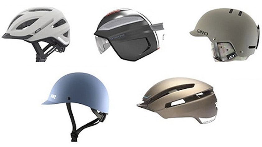 Different types of helmets.