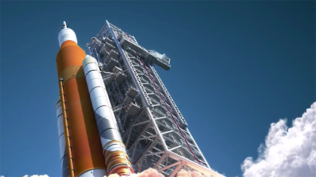 Raketa startující z odpalovací rampy