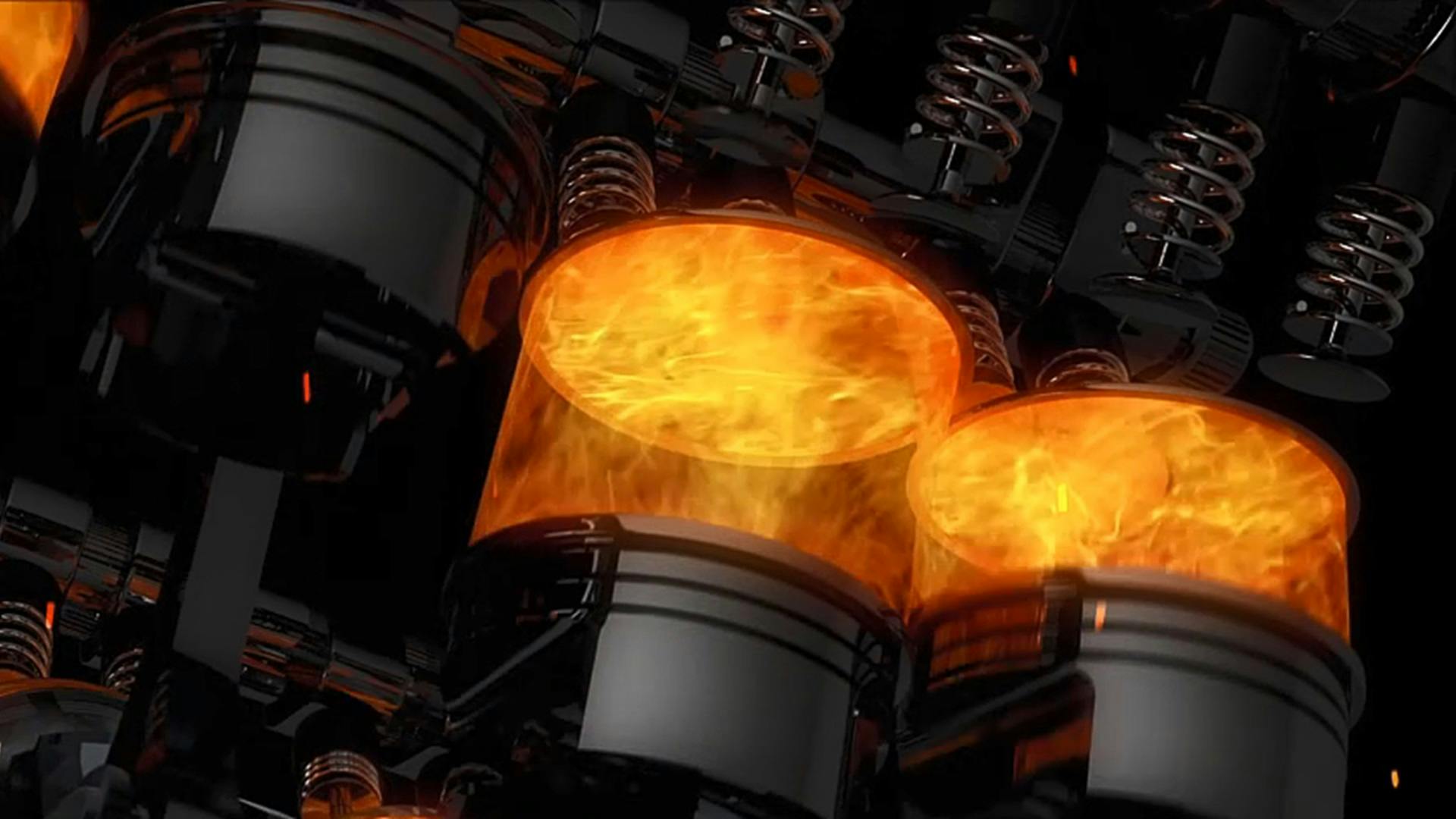 3D render demonstrating combustion inside an internal combustion engine