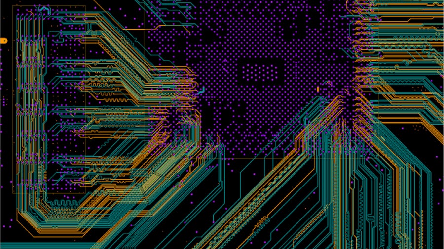 Image of PCB routing using Xpedition software