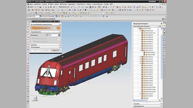 In model railway scale, each vehicle consists of numerous finely detailed single parts. In item design, these are modeled together as an assembly using NX.