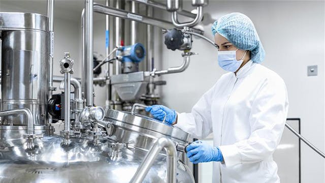 Eine Ingenieurin schaut auf einen Computerbildschirm.